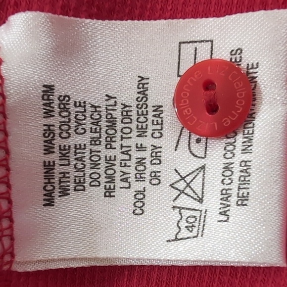 Liz Claiborne Liz Wear Petites Bright Red Cotton Blend Cardigan Sweater Size MP - Picture 4 of 7